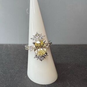 Elegant Topaz Cubic Zirconia on a Rhodium Plating Ring